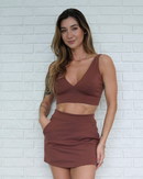 Short Saia Bliss Marrom (saia atrás)