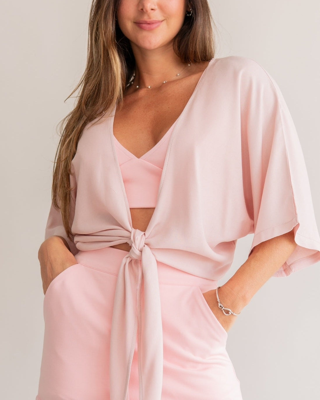 Camisa Amarração Rosa Blush