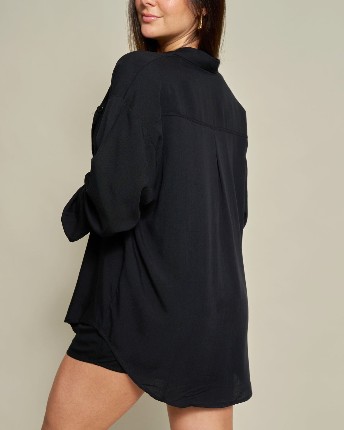 Camisa Oversized Viscolinho Preta