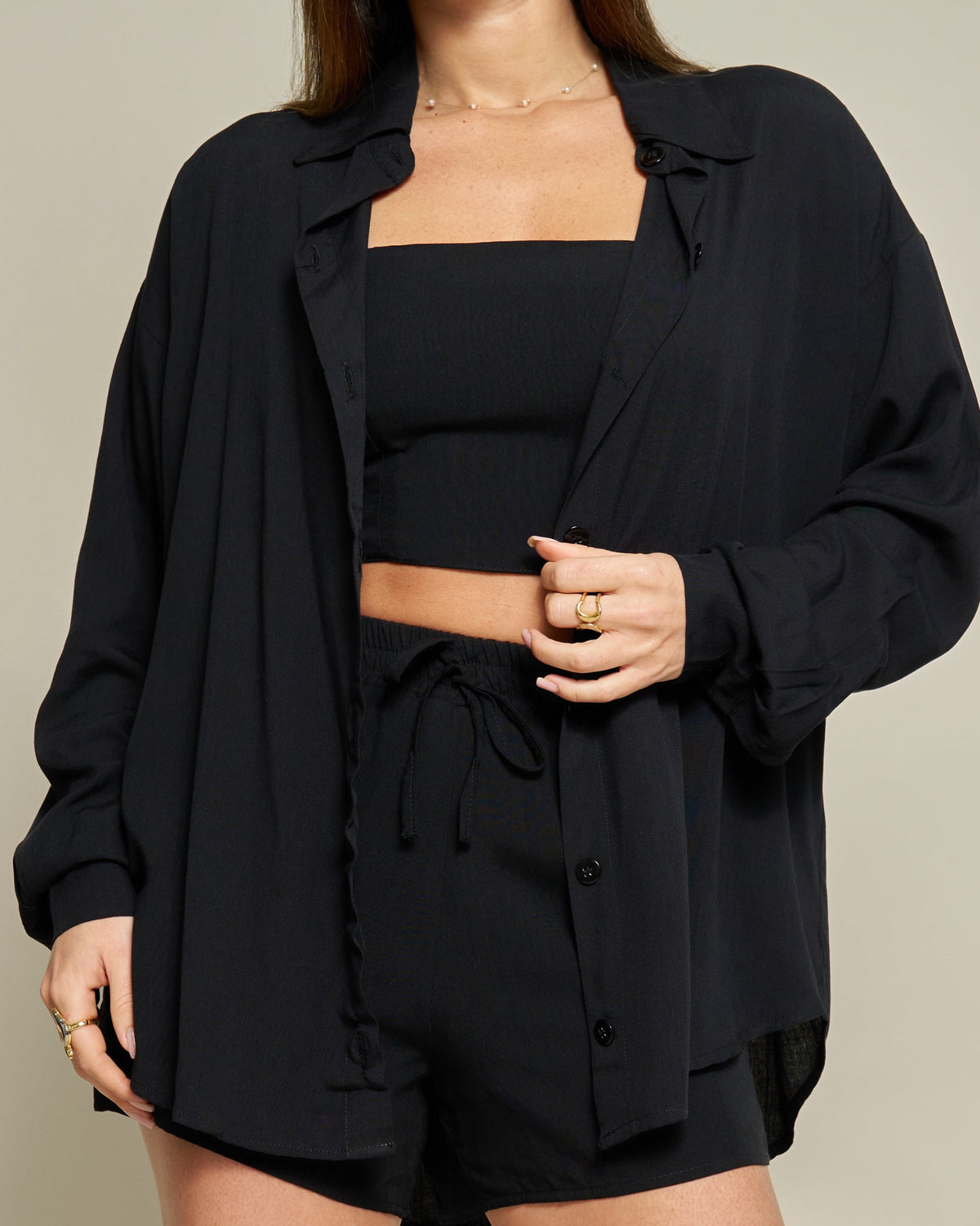 Camisa Oversized Viscolinho Preta