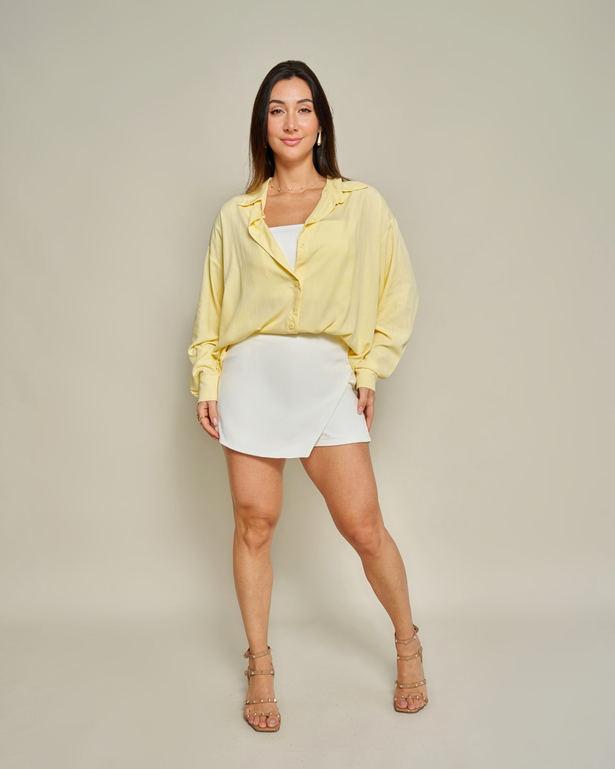 Camisa Oversized Viscolinho Amarela