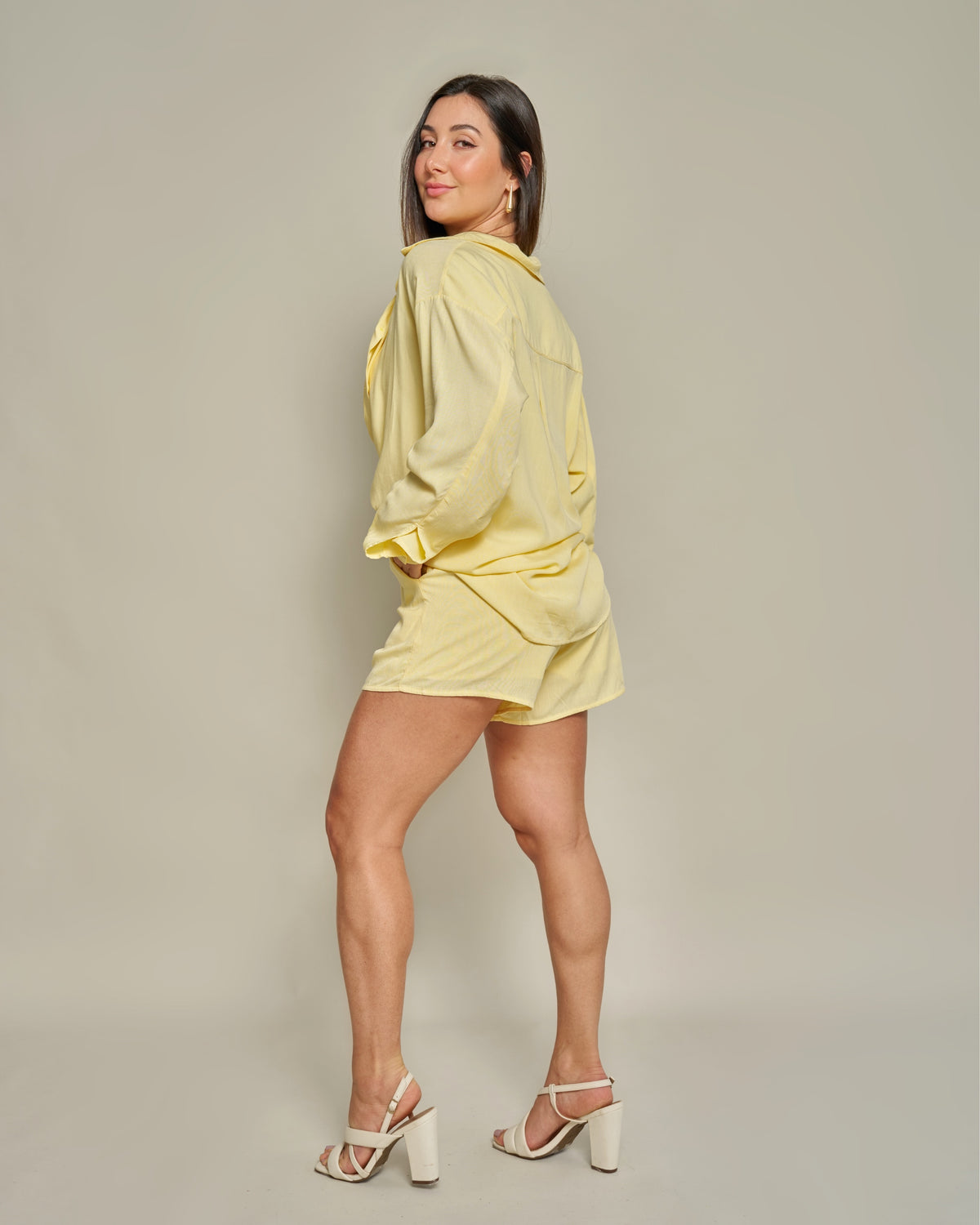 Camisa Oversized Viscolinho Amarela