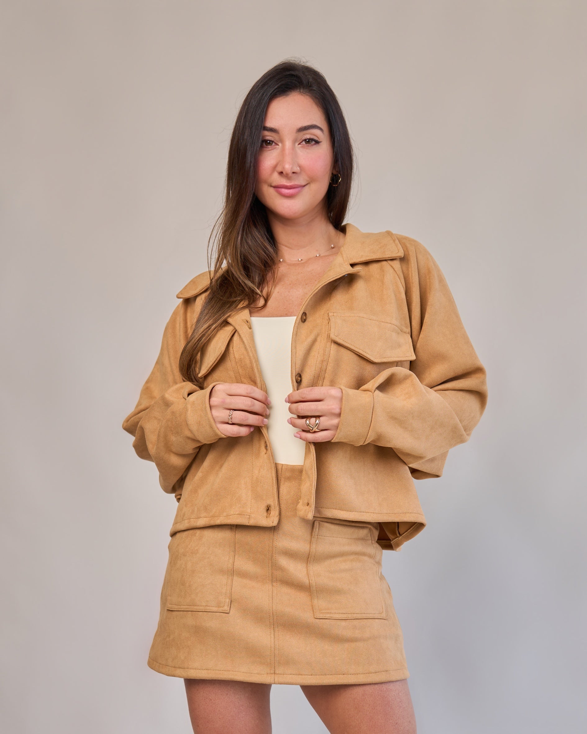 Short Saia Suede Capuccino