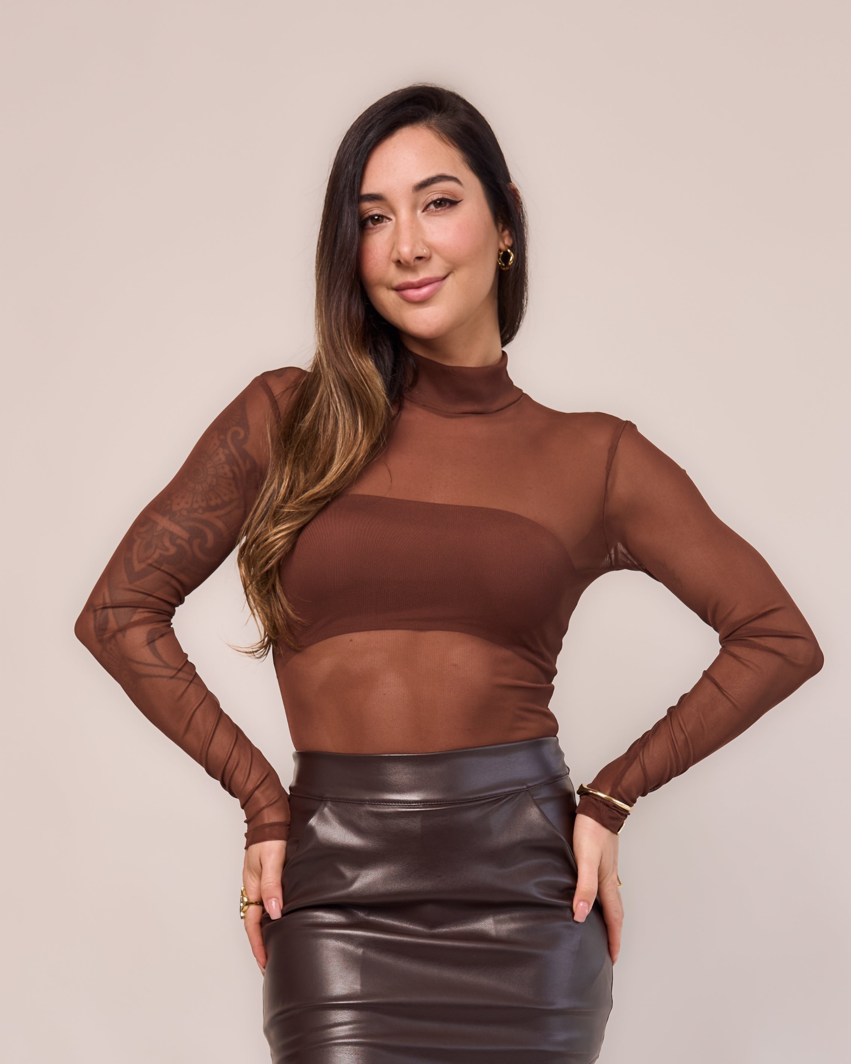 Body Tule Marrom