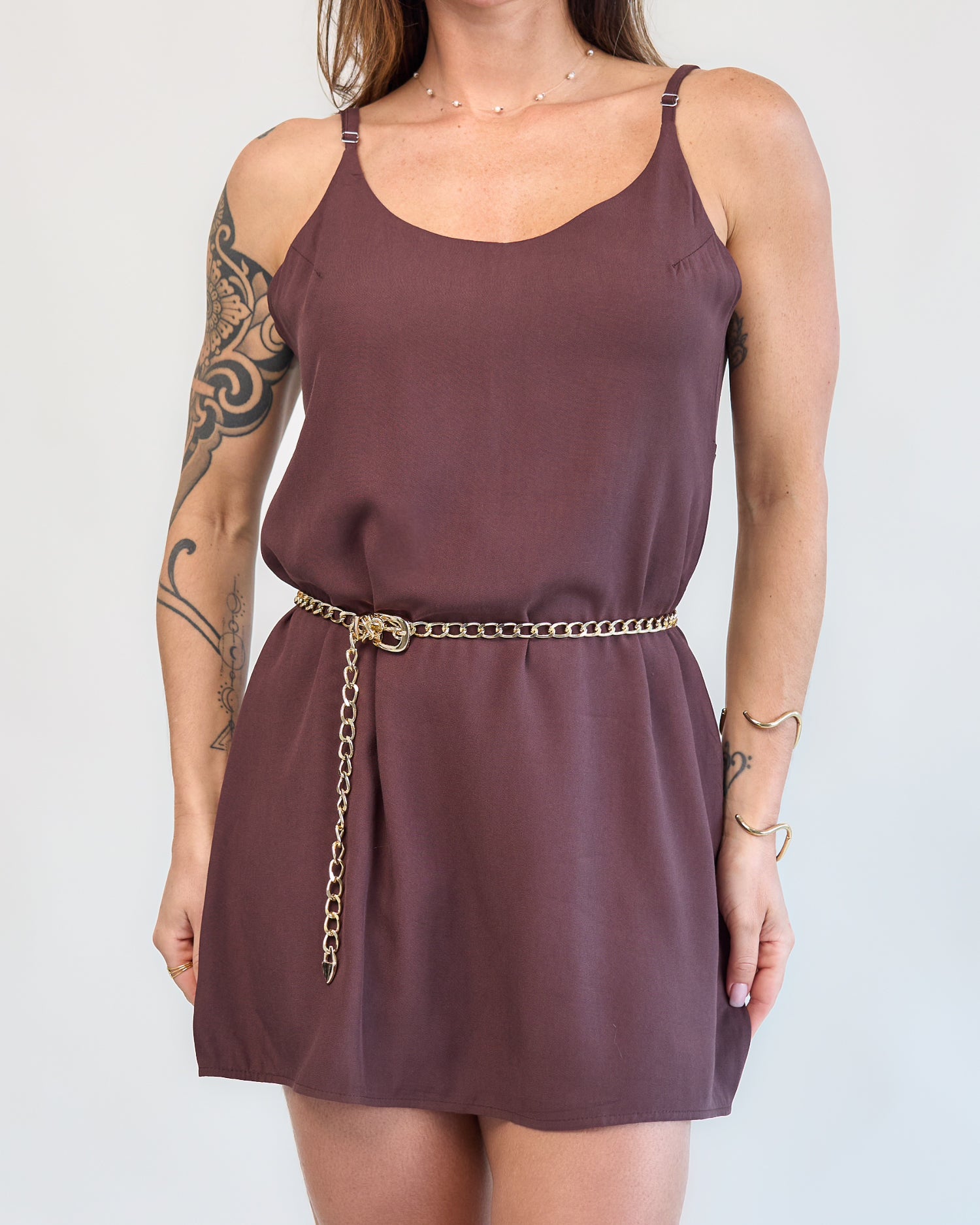 Macaquinho Vestido Marrom