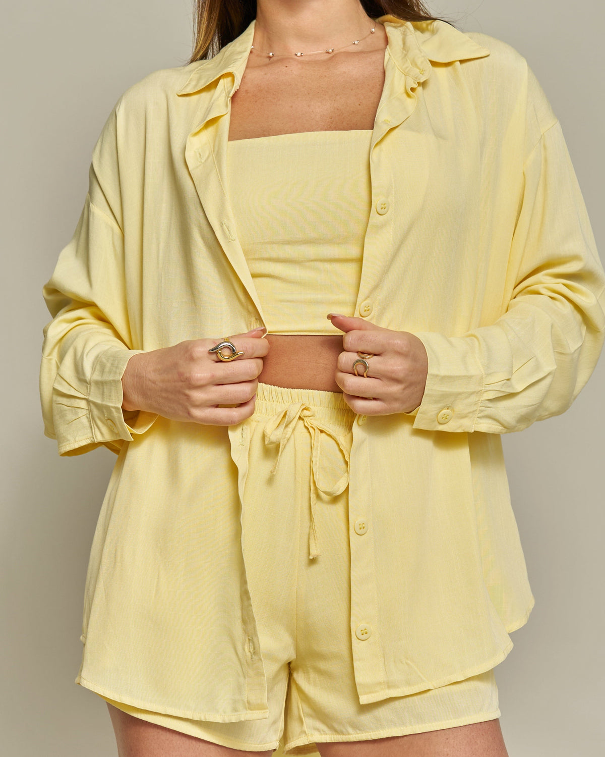 Camisa Oversized Viscolinho Amarela