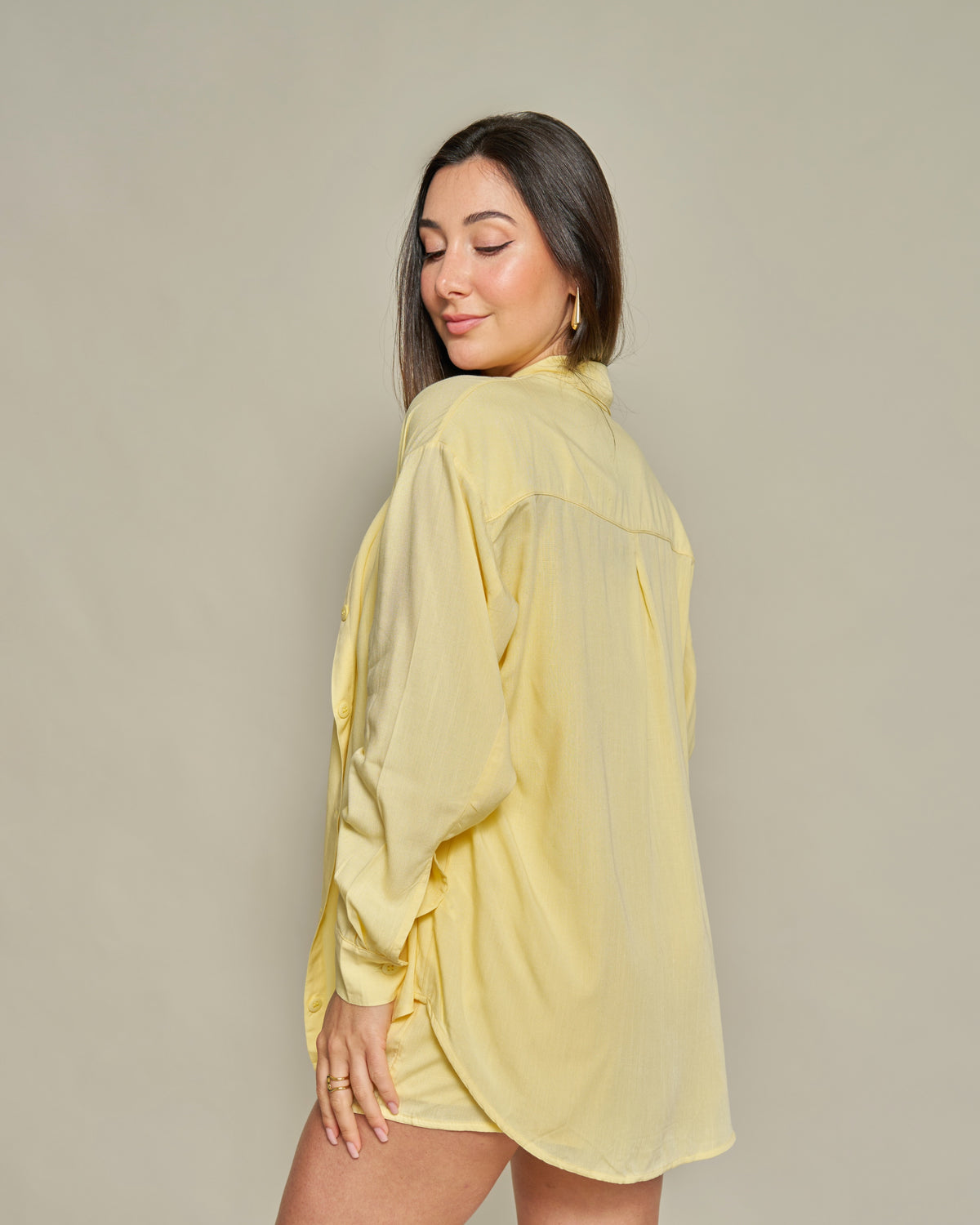 Camisa Oversized Viscolinho Amarela