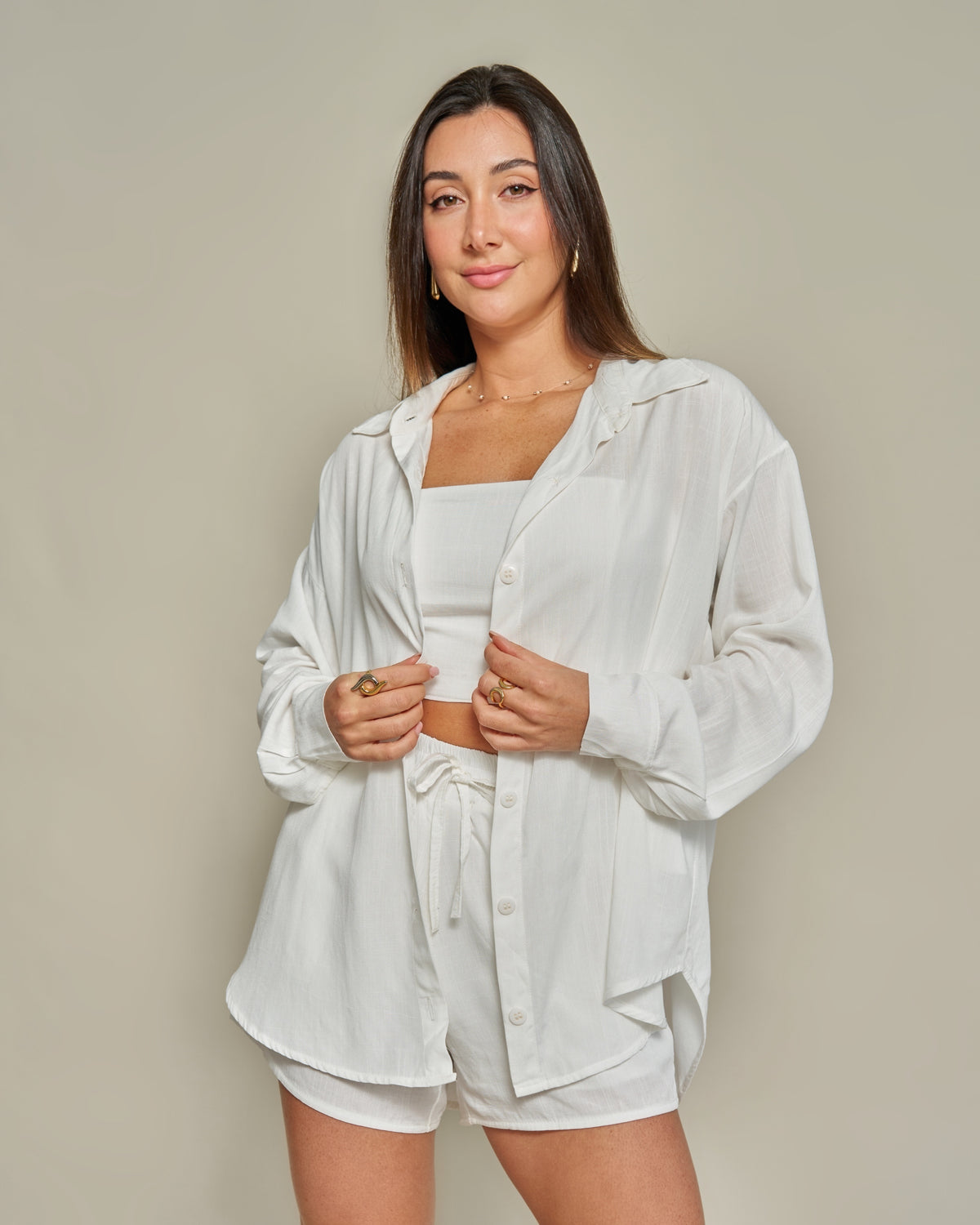 Camisa Oversized Viscolinho Off White