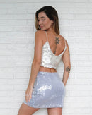 Saia Paetê Baby Blue