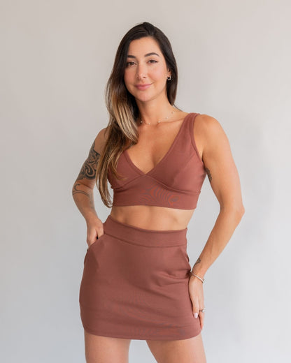 Short Saia Bliss Marrom (saia atrás)