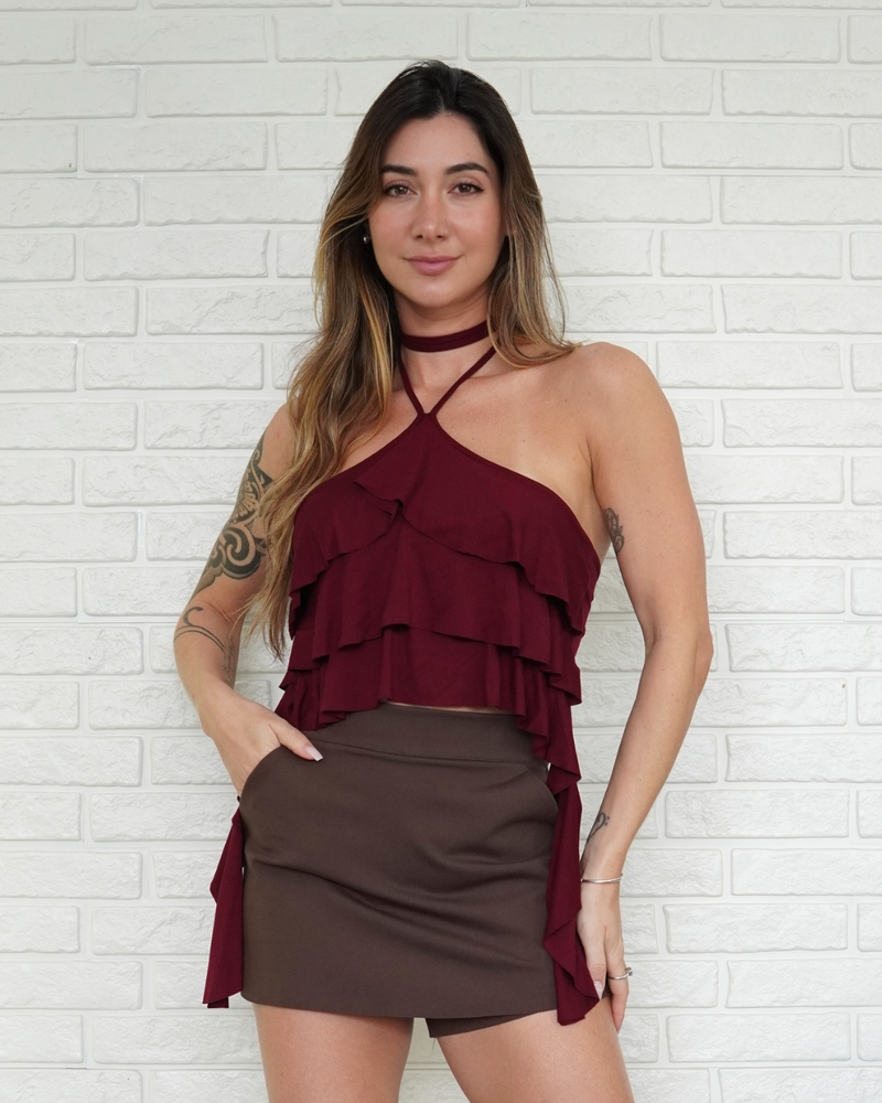 Blusa Babados Vinho