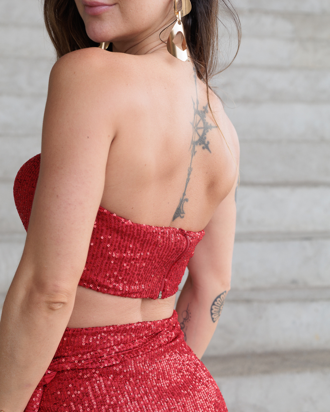 Top Faixa Paetê Glow Vermelho
