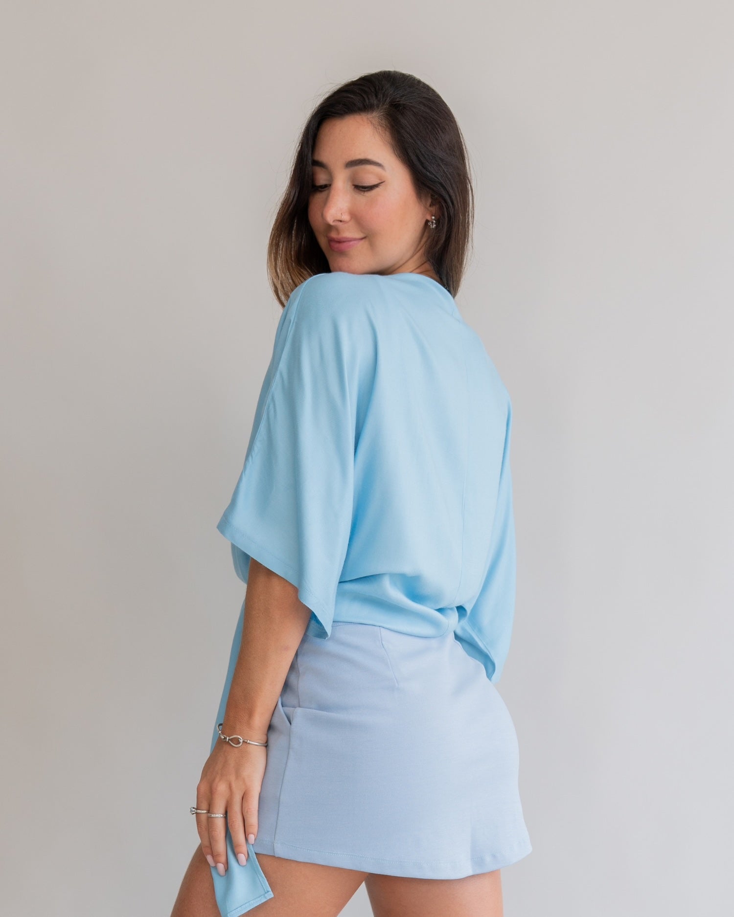 Camisa Amarração Baby Blue