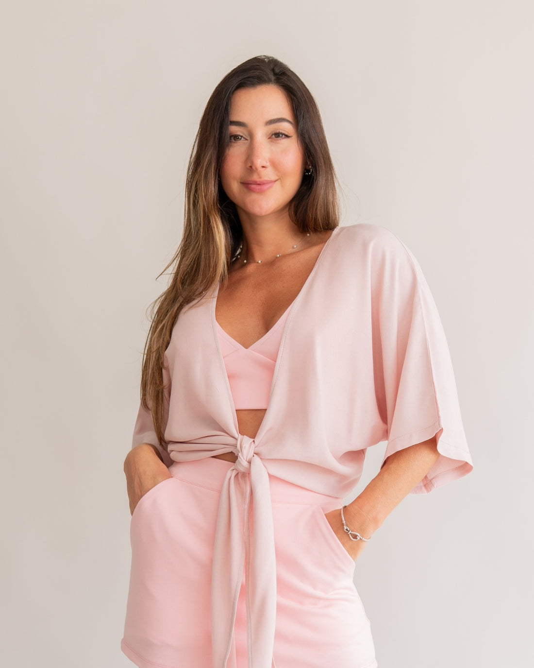 Camisa Amarração Rosa Blush