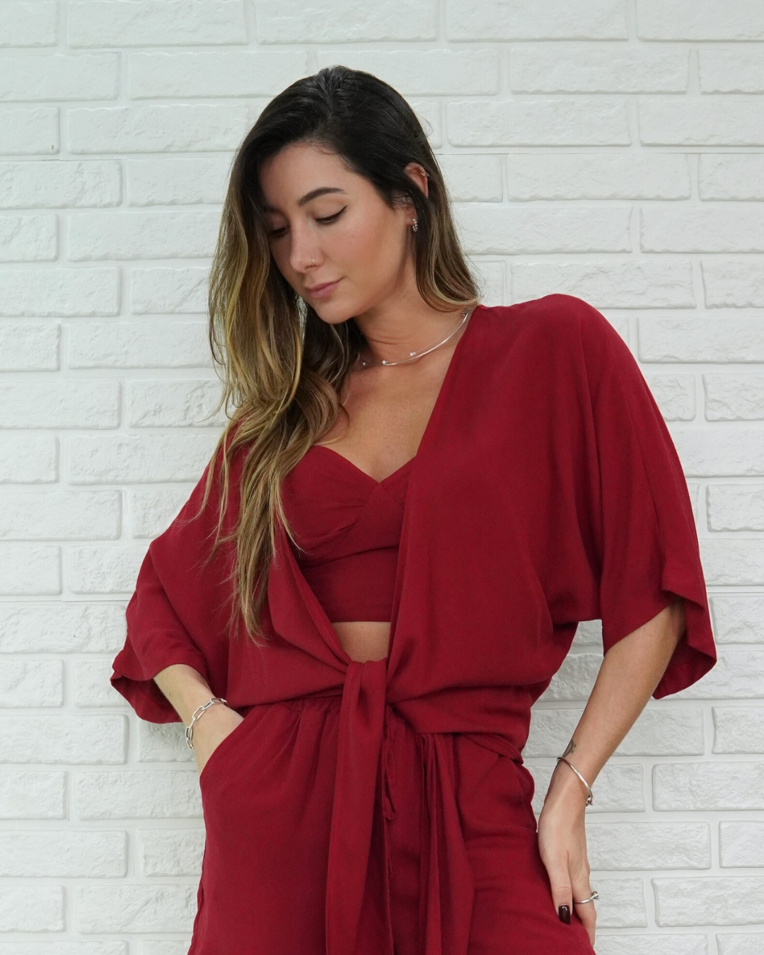 Camisa Amarração Vinho