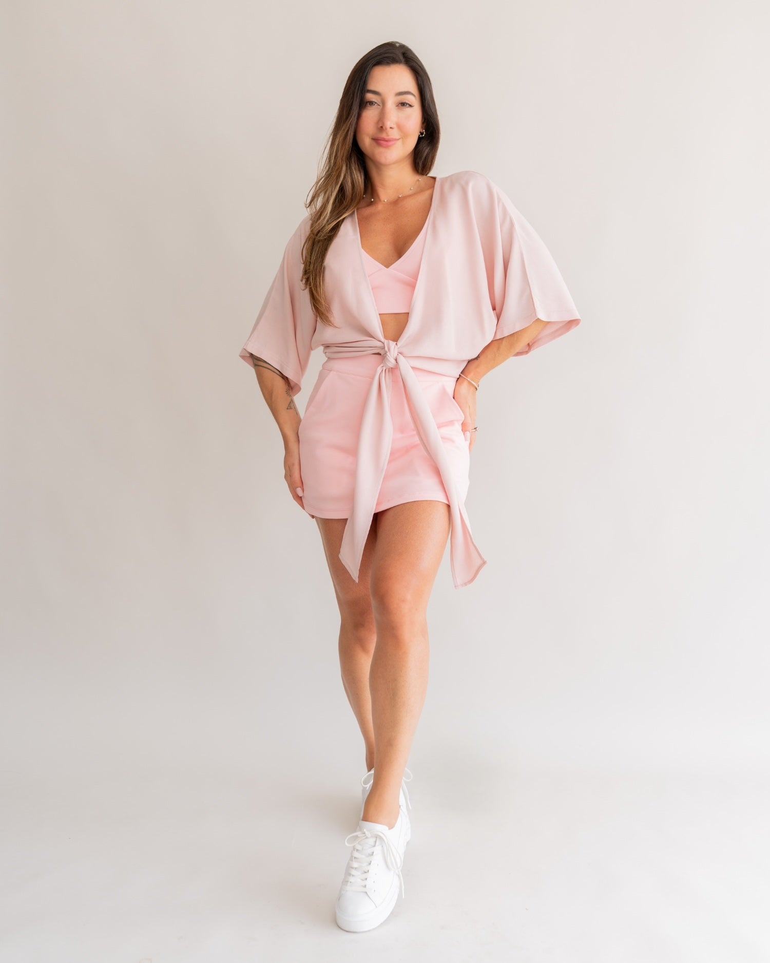Camisa Amarração Rosa Blush