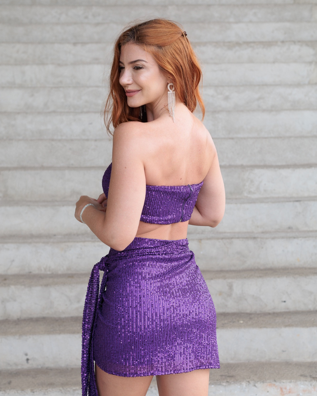 Top Faixa Paetê Glow Roxo