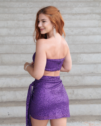 Top Faixa Paetê Glow Roxo