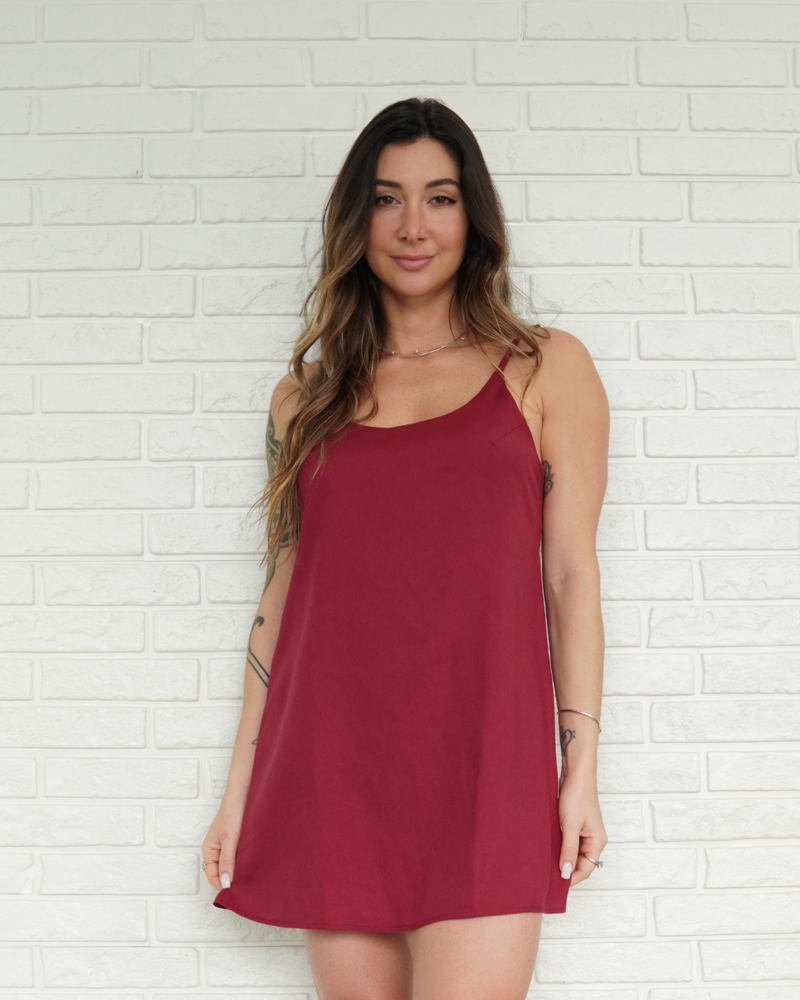 Macaquinho Vestido Vinho