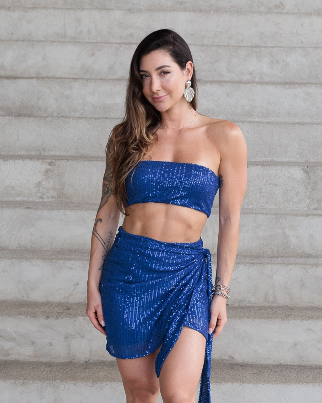 Top Faixa Paetê Glow Azul