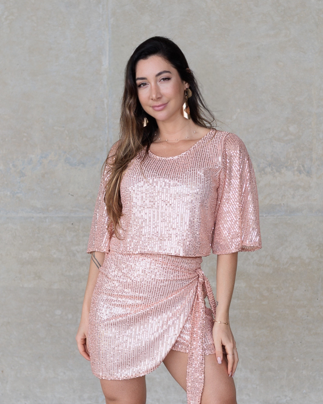 Blusa Glow Manga Curta Rosé