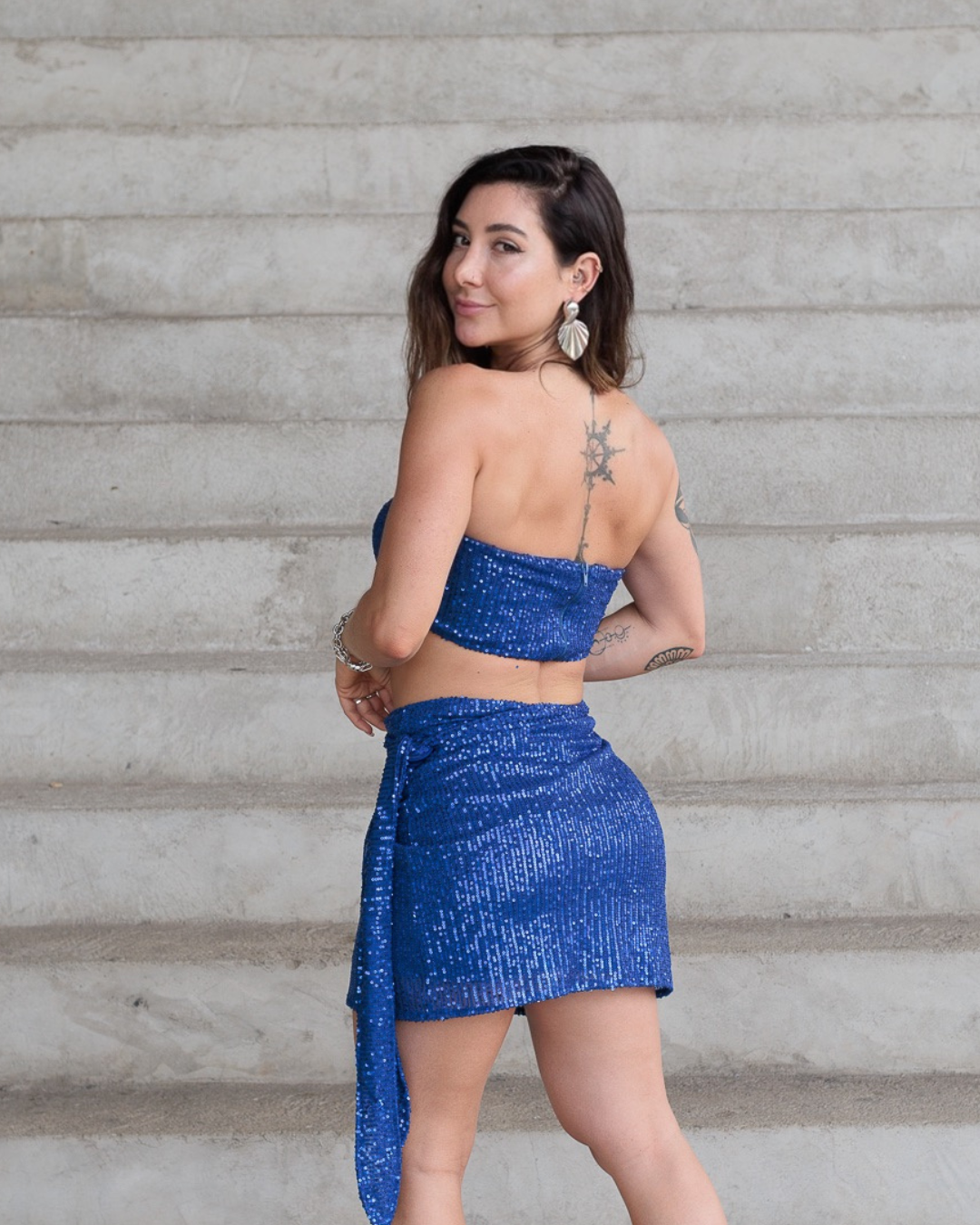 Top Faixa Paetê Glow Azul