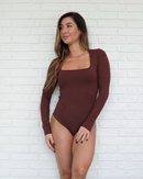 Body Manga Longa Marrom