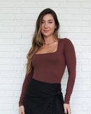 Body Manga Longa Marrom