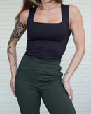 Regata Decote Quadrado Poliamida Preta