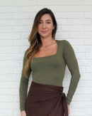 Body Manga Longa Verde Militar