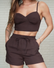 Short Viscose Marrom