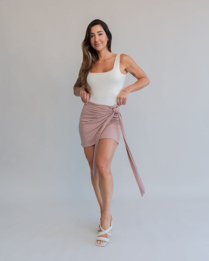 Short Saia Amarração Rose