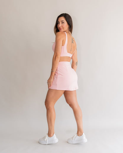 Short Saia Bliss Rosa Claro