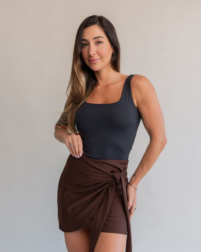 Short Saia Amarração Marrom
