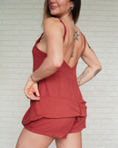 Macaquinho Vestido Terra Cota