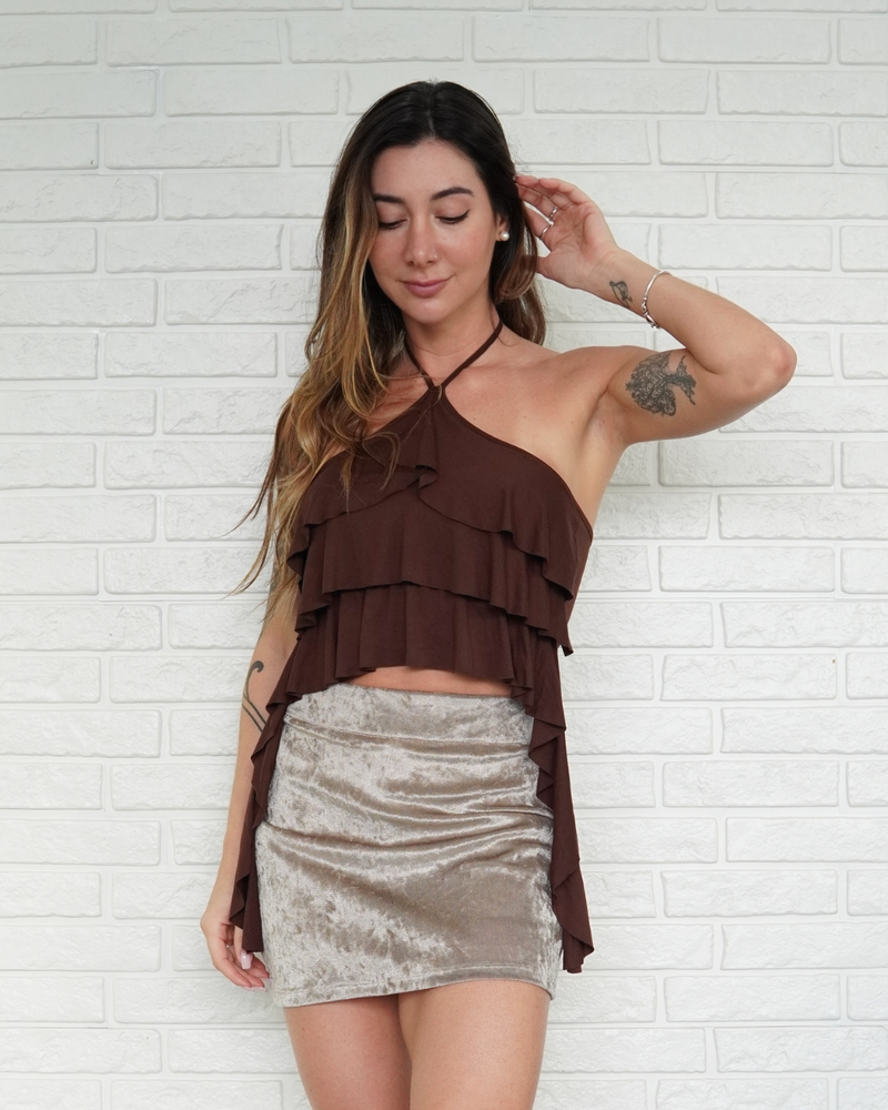 Blusa Babados Marrom