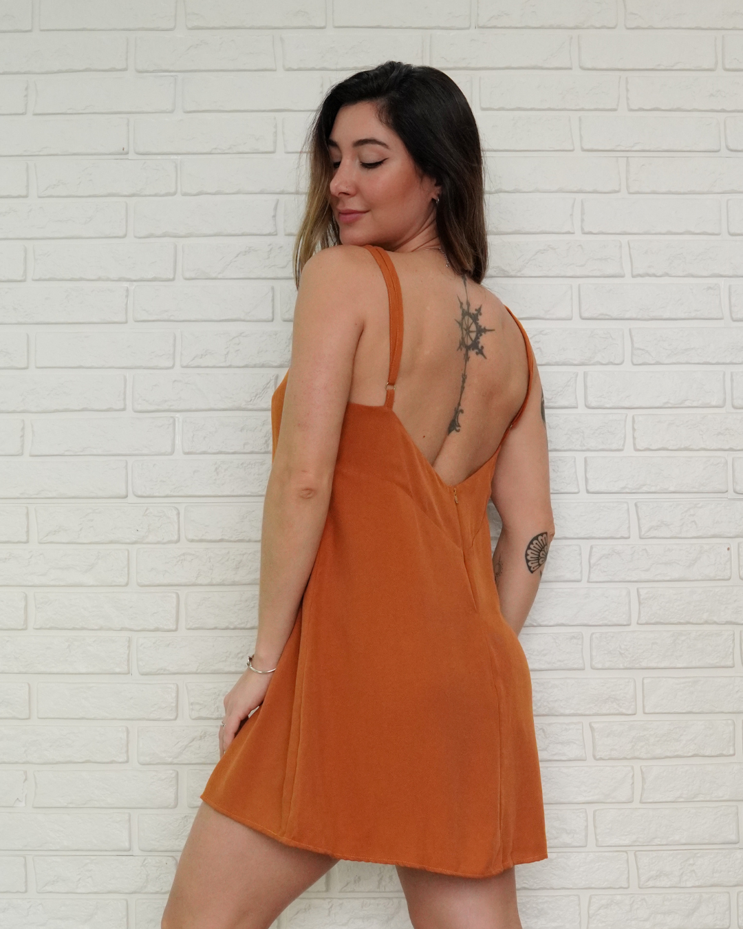 Macaquinho Vestido Marrom Guaraná