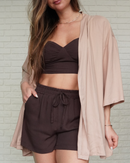 Short Viscose Marrom