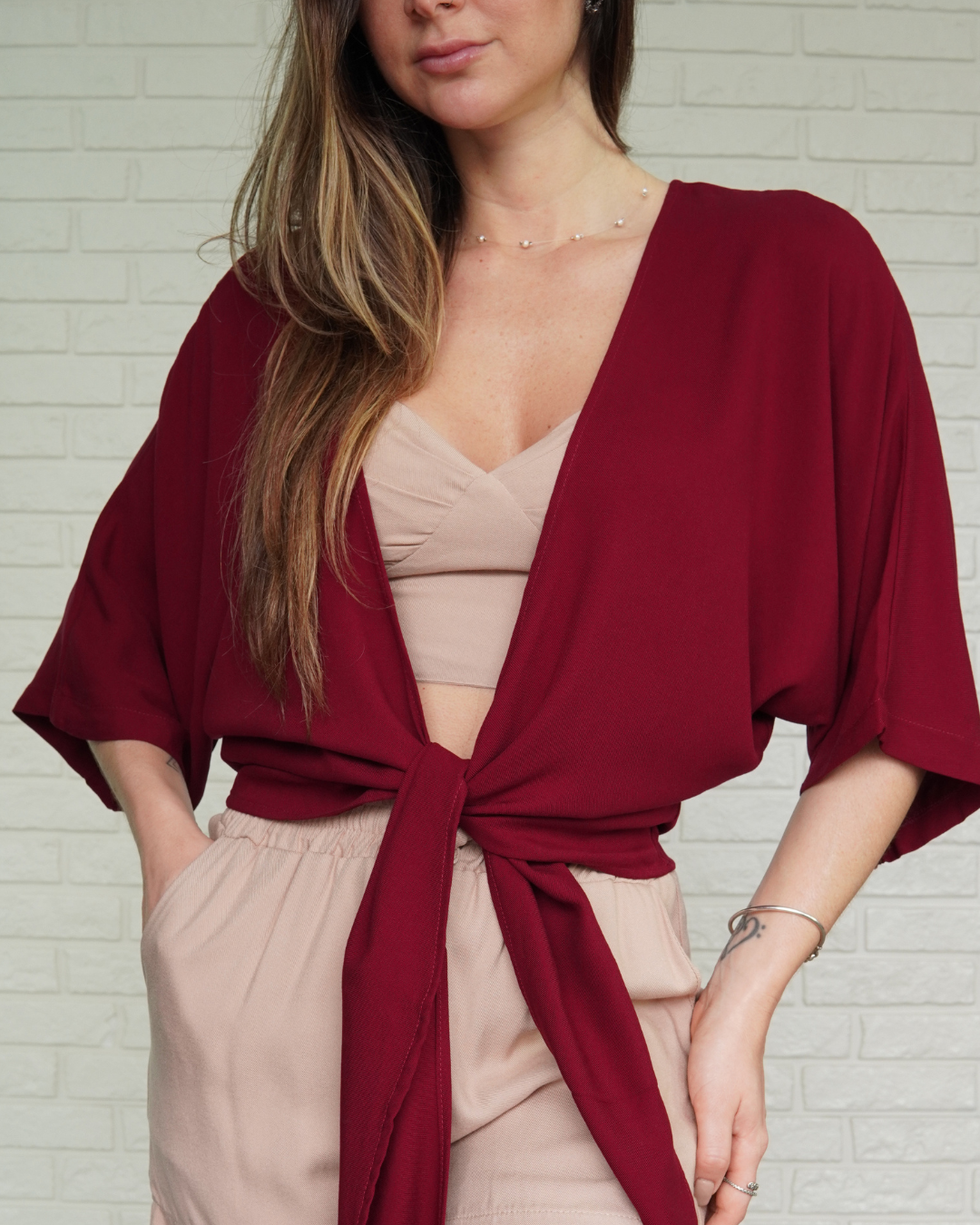 Camisa Amarração Cereja