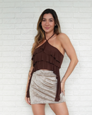 Blusa babados marrom