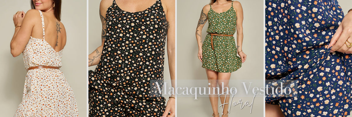 Lançamento Macaquinho Vestido Floral