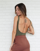 Body Costas Abertas Verde Militar