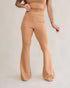 Calça flare bliss capuccino feminina frente cintura alta cós duplo com top cargo capuccino