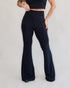 Calça flare bliss preta feminina frente cintura alta cós duplo com top cargo preto