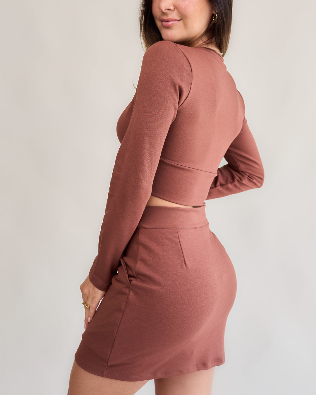 Short Saia Bliss Médio Marrom