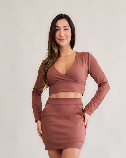 Short Saia Bliss Médio Marrom