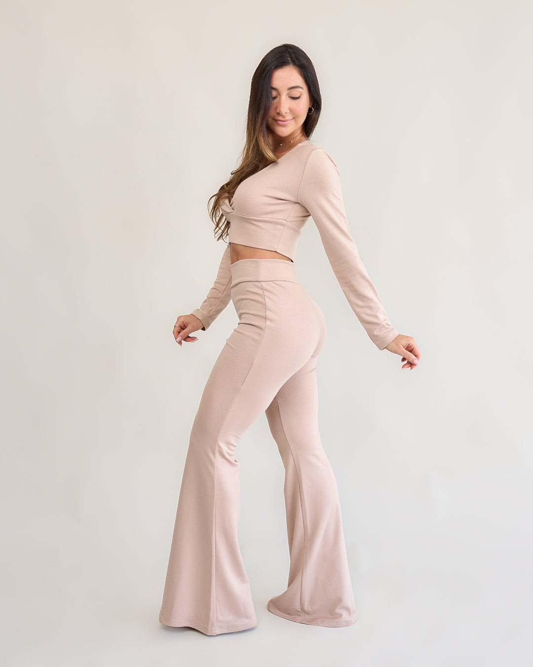Blusa Transpassada Manga Longa Bliss Areia