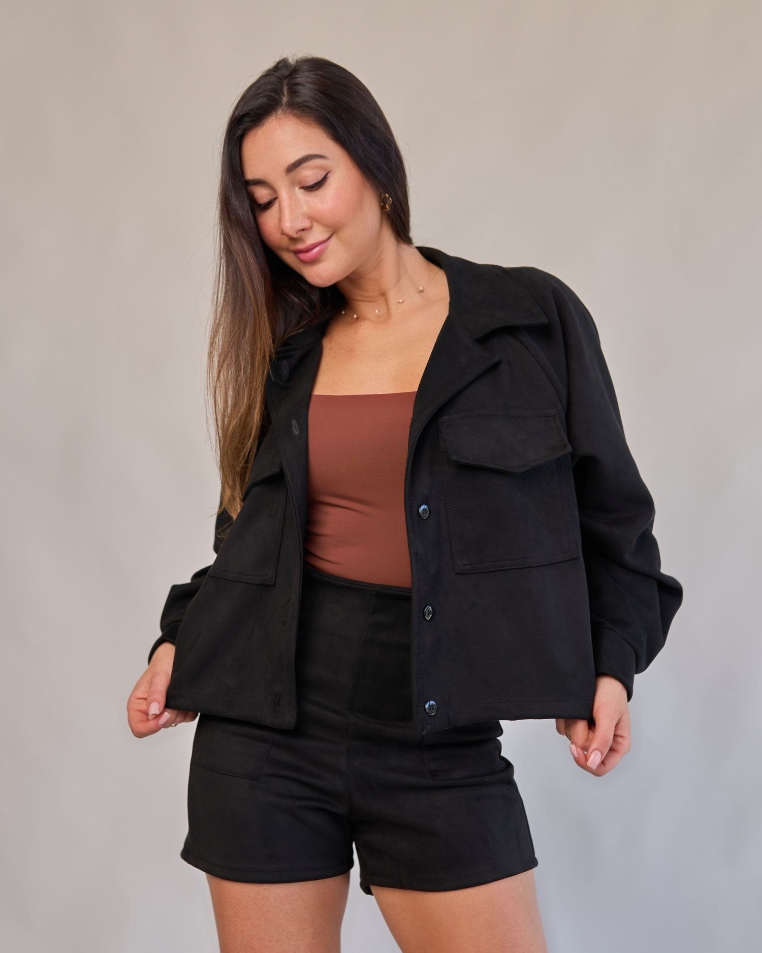 Short Suede Preto