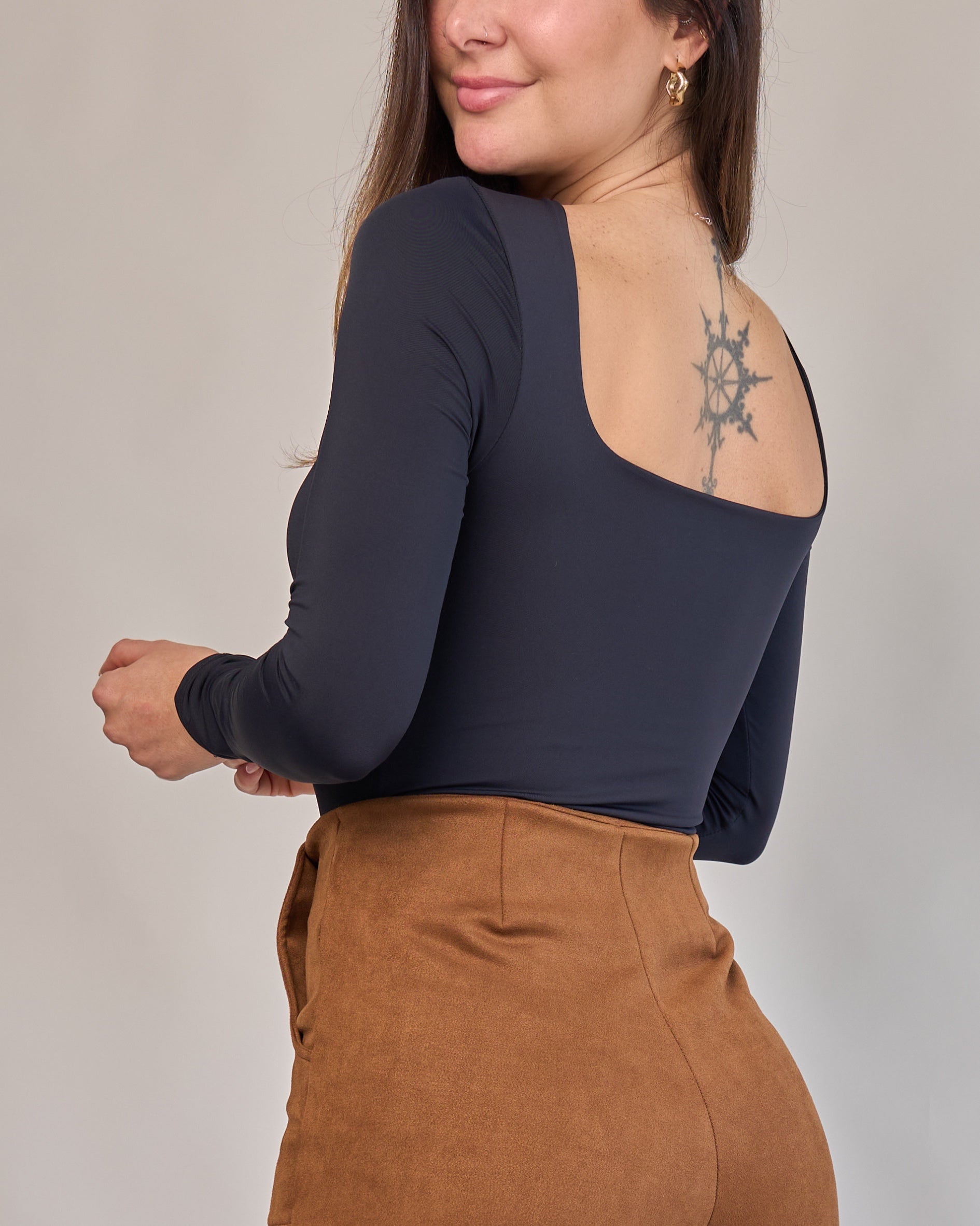 Body Manga Longa Preto