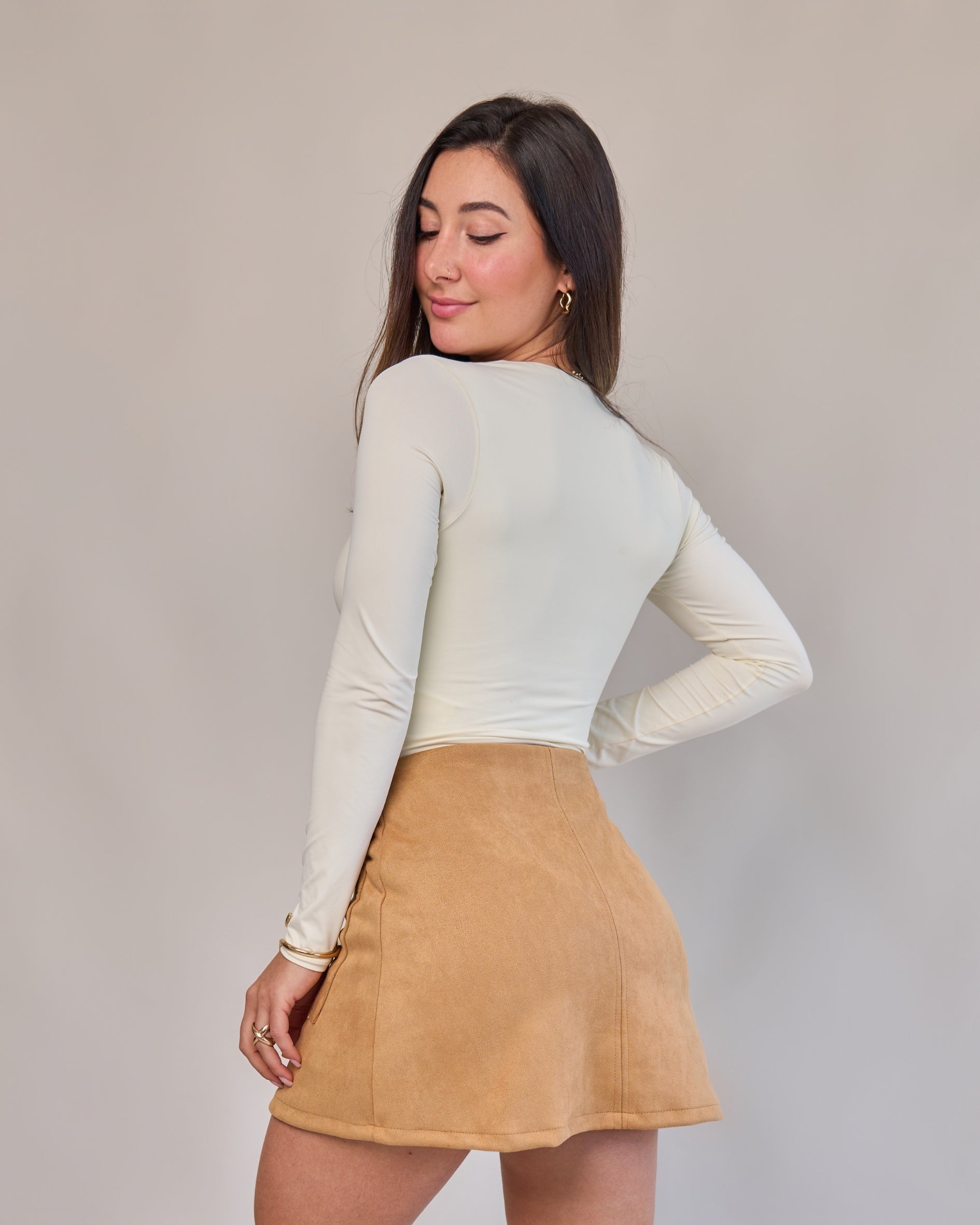 Short Saia Suede Capuccino